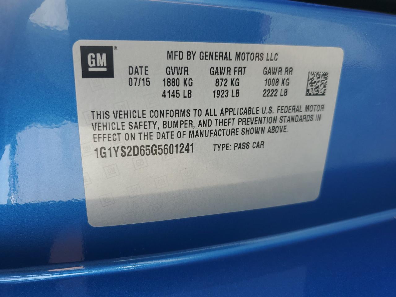 1G1YS2D65G5601241 2016 Chevrolet Corvette Z06 2Lz