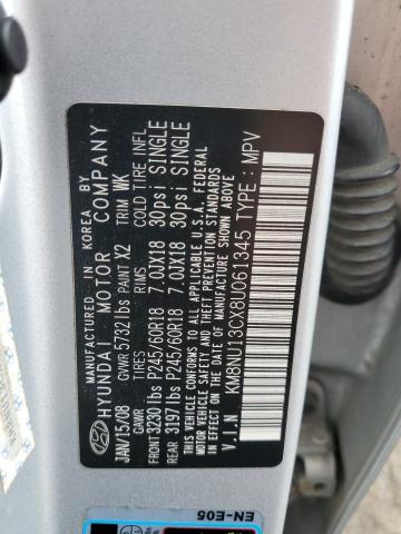 2008 Hyundai Veracruz Gls VIN: KM8NU13CX8U061345 Lot: 58716284