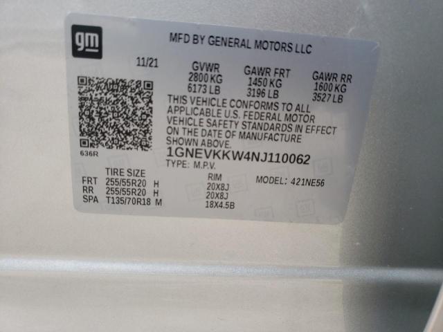 2022 Chevrolet Traverse Premier VIN: 1GNEVKKW4NJ110062 Lot: 56864184