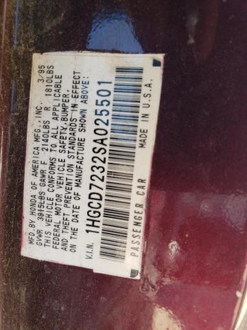 1995 Honda Accord Lx VIN: 1HGCD7232SA025501 Lot: 58954704