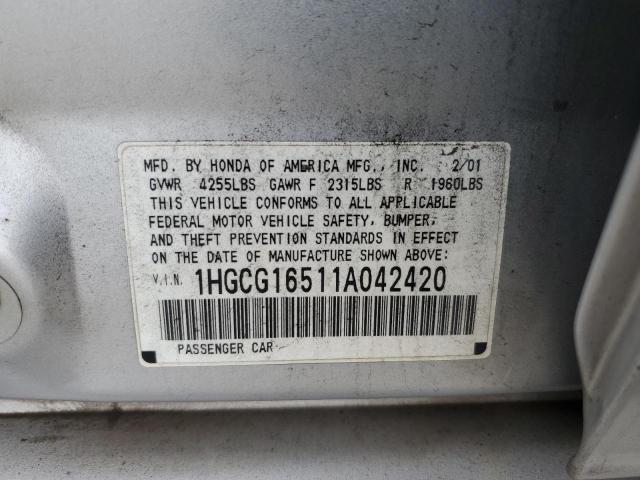 1HGCG16511A042420 2001 Honda Accord Ex