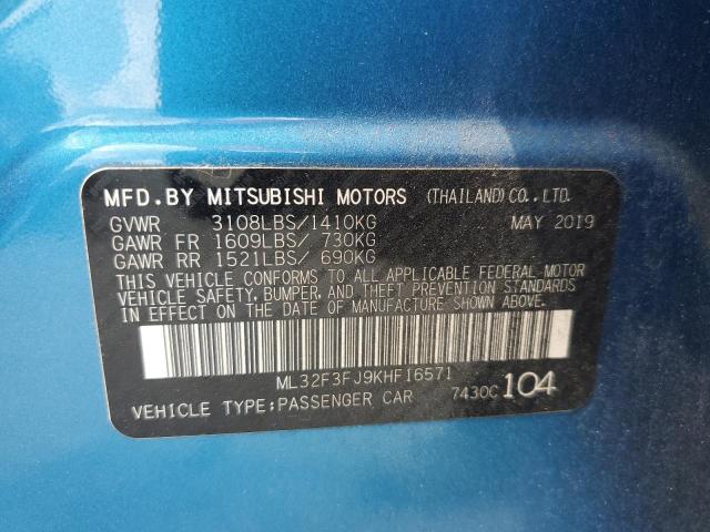 2019 Mitsubishi Mirage G4 Es VIN: ML32F3FJ9KHF16571 Lot: 58176014