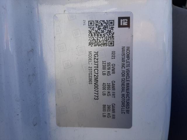 2021 GMC Savana Cutaway G3500 VIN: 7GZ37TC72MN007773 Lot: 57321414