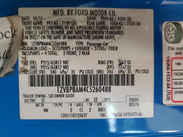 2012 Ford Mustang VIN: 1ZVBP8AM4C5260488 Lot: 59061194