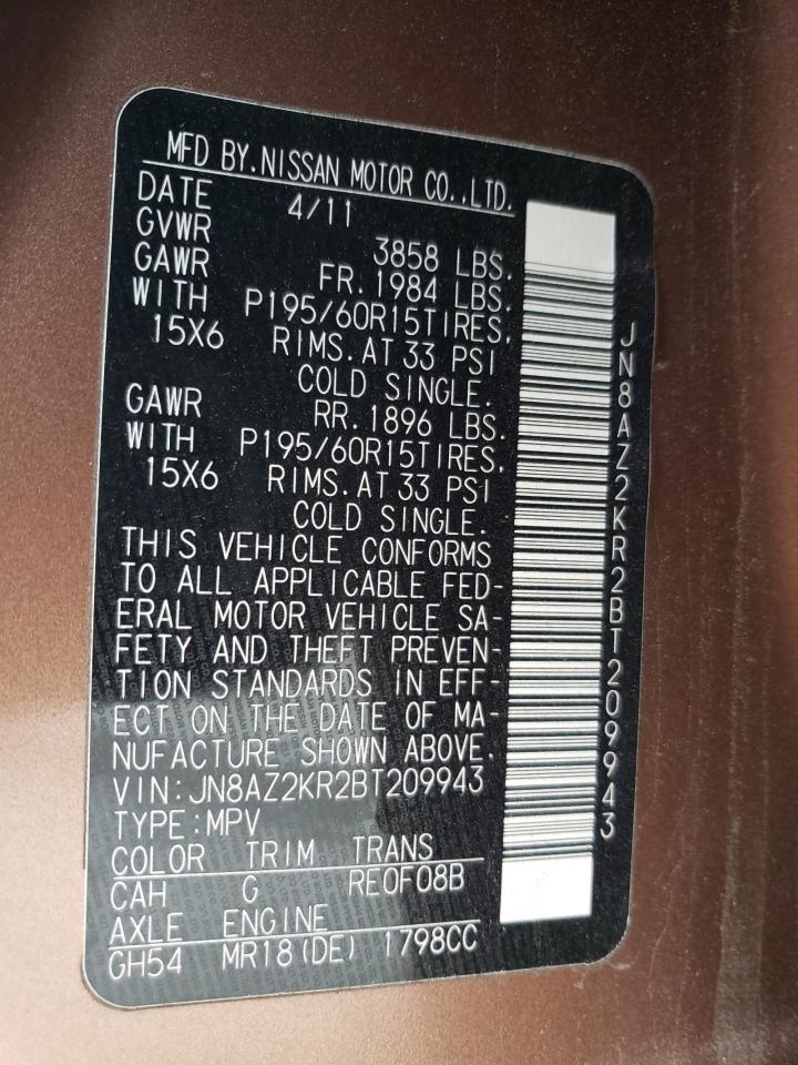 JN8AZ2KR2BT209943 2011 Nissan Cube Base