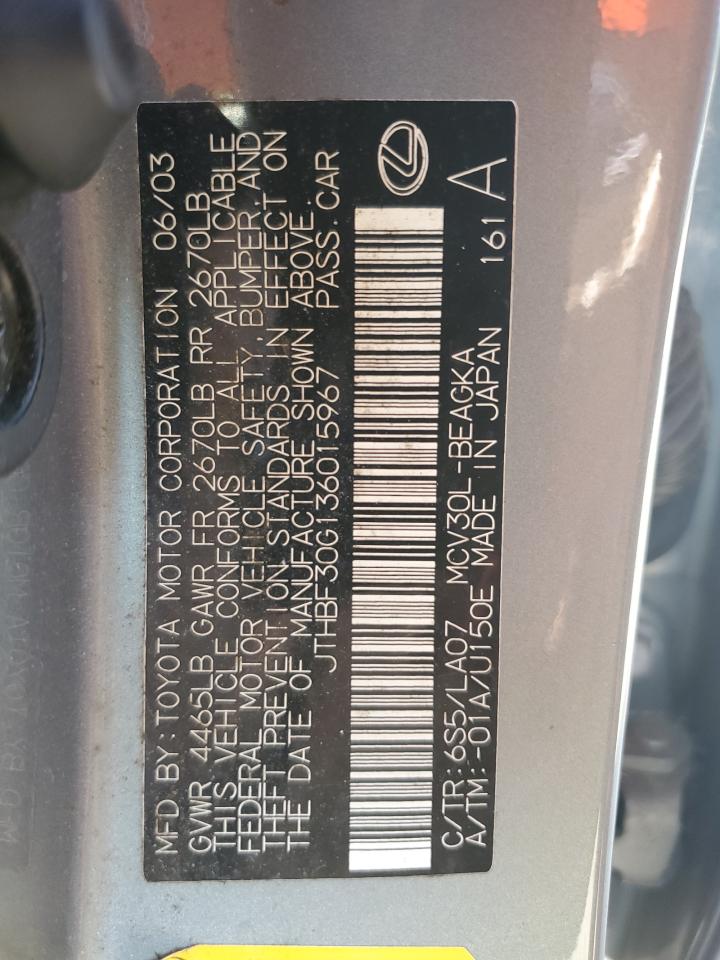 JTHBF30G136015967 2003 Lexus Es 300