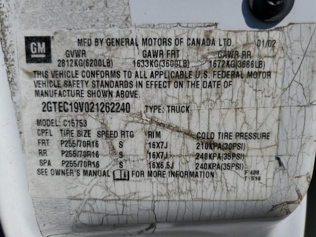 2002 GMC New Sierra C1500 VIN: 2GTEC19V021262240 Lot: 57336174