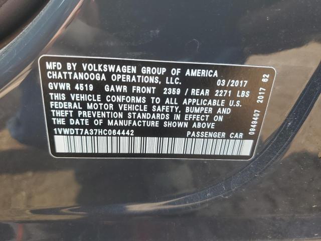 2017 Volkswagen Passat R-Line VIN: 1VWDT7A37HC064442 Lot: 58750344