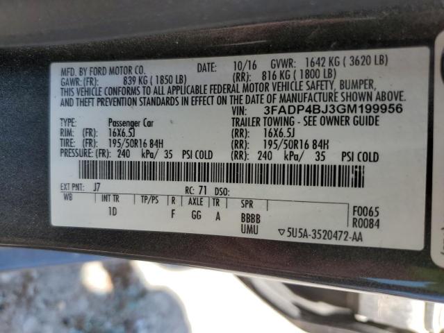 2016 Ford Fiesta Se VIN: 3FADP4BJ3GM199956 Lot: 59979594