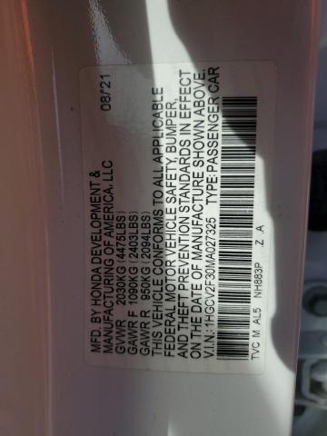 2021 Honda Accord Sport VIN: 1HGCV2F30MA027325 Lot: 57919334