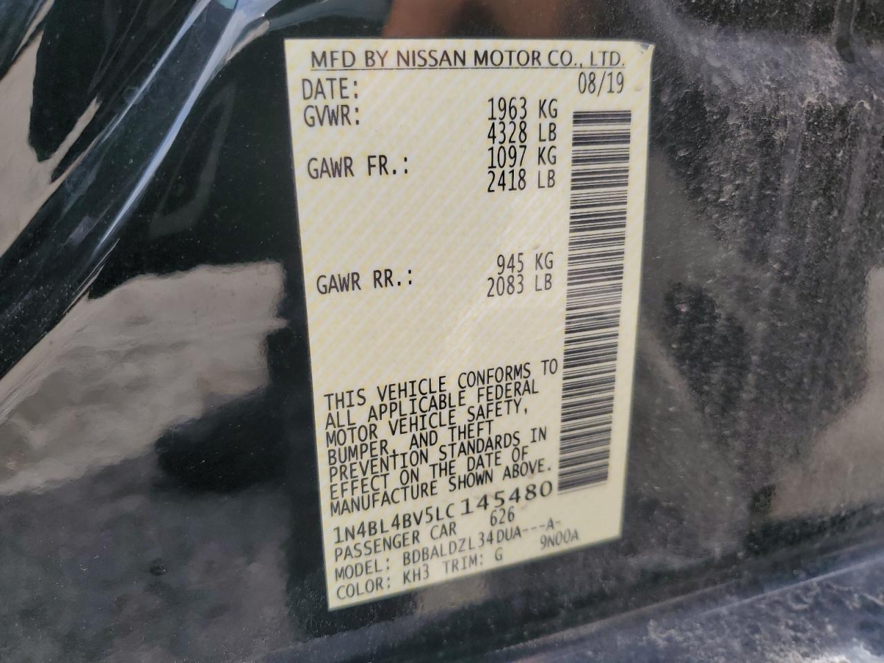 1N4BL4BV5LC145480 NISSAN ALTIMA 2020