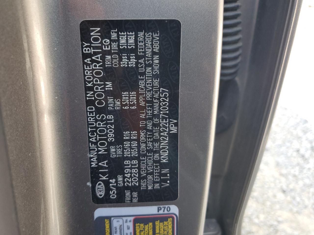 KNDJN2A22E7103257 2014 Kia Soul