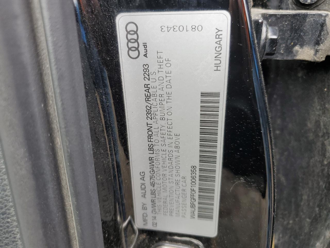 WAUBFGFF0F1006358 2015 Audi A3 Premium