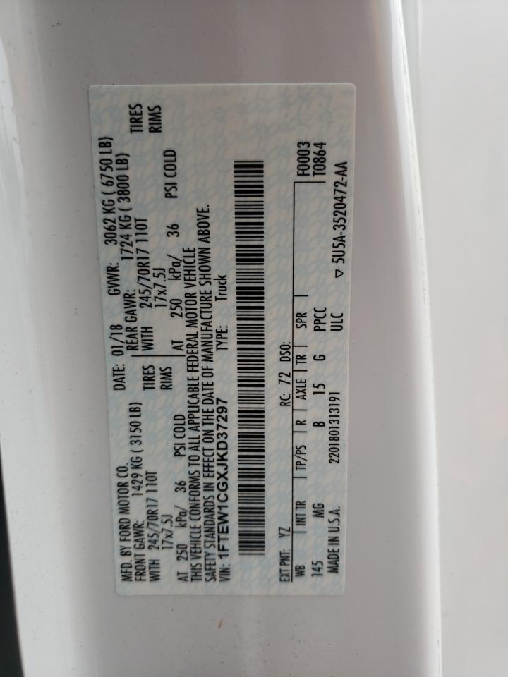 1FTEW1CGXJKD37297 2018 Ford F150 Supercrew