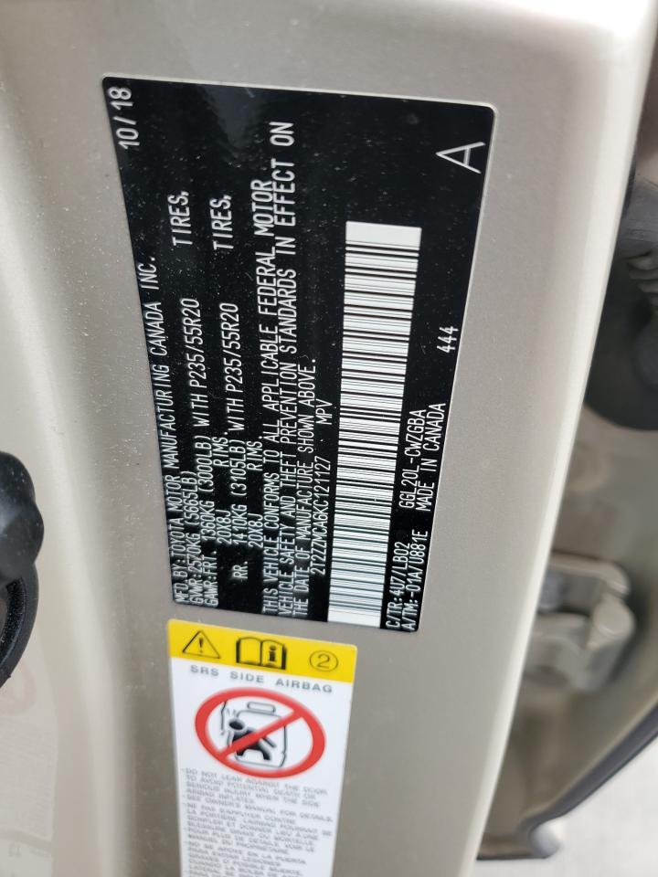 2T2ZZMCA6KC121127 2019 Lexus Rx 350 Base