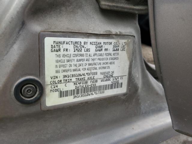 2004 Nissan Sentra 1.8 VIN: 3N1CB51D64L917333 Lot: 58512074