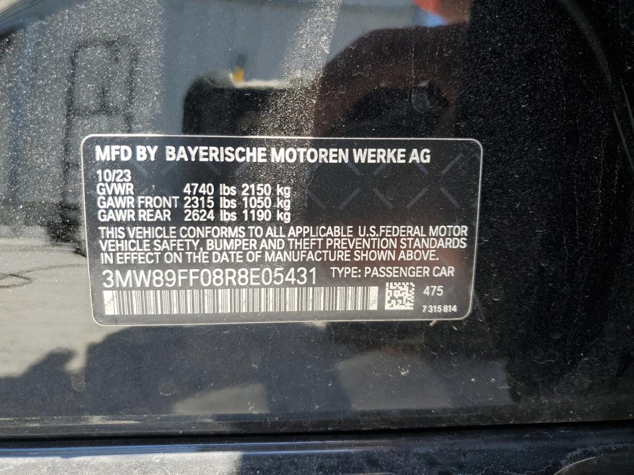 3MW89FF08R8E05431 2024 BMW 330Xi