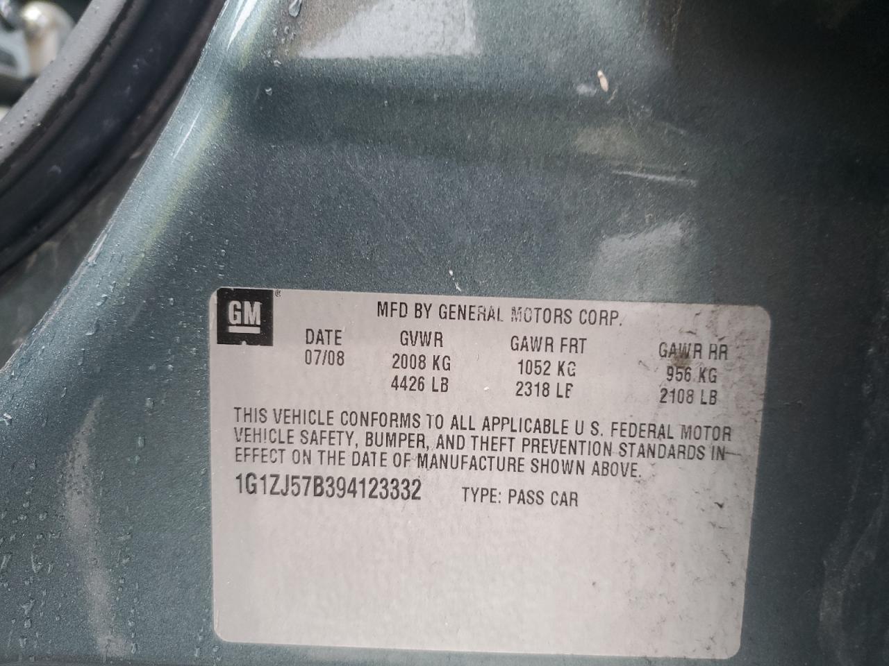 1G1ZJ57B394123332 2009 Chevrolet Malibu 2Lt