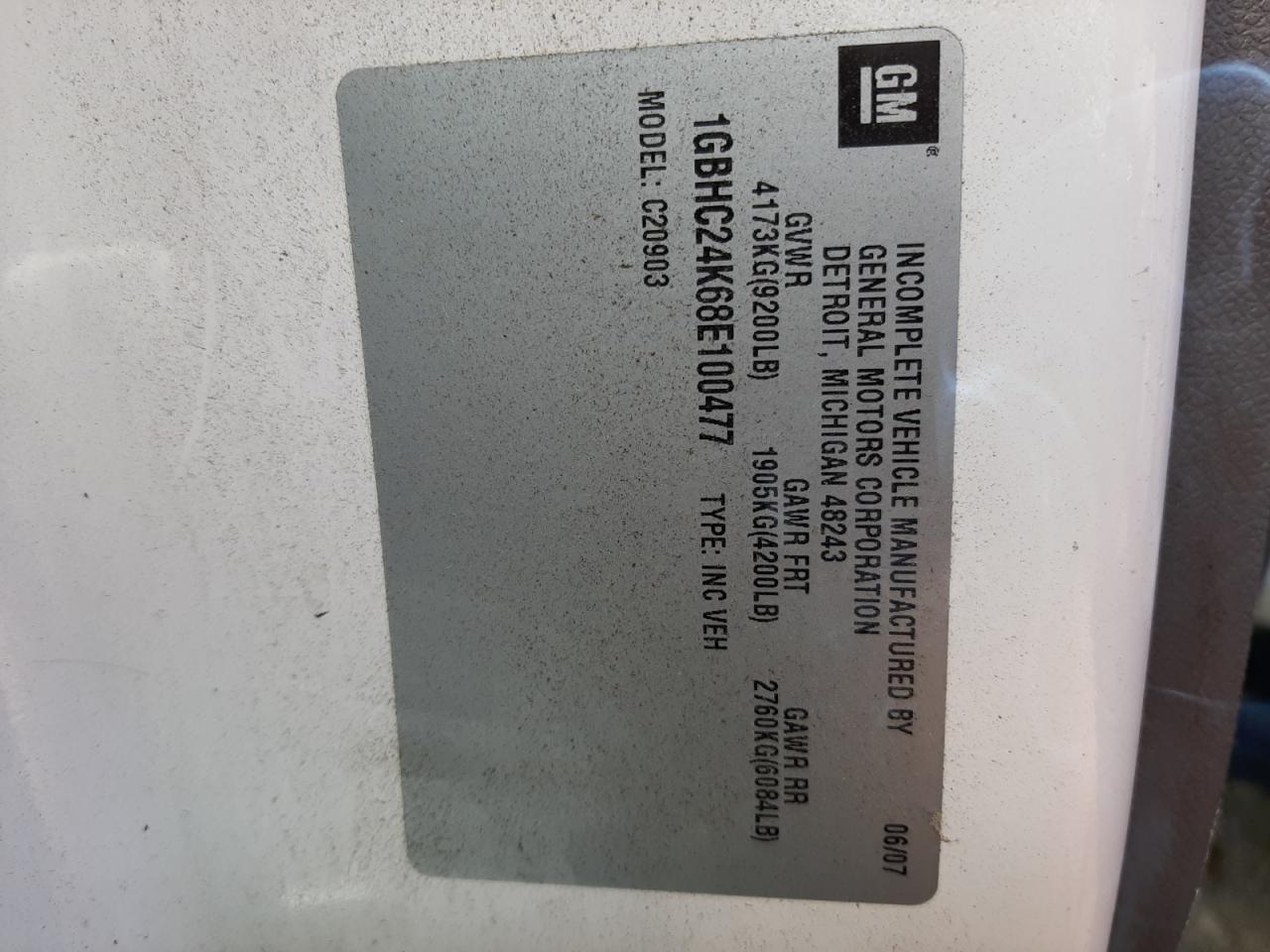 1GBHC24K68E100477 2008 Chevrolet Silverado C2500 Heavy Duty