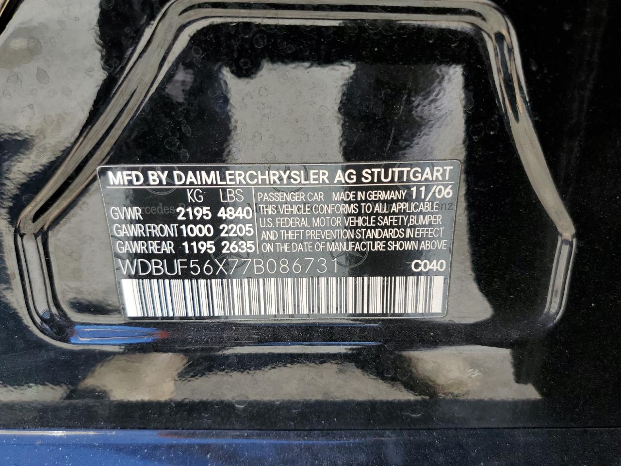 WDBUF56X77B086731 2007 Mercedes-Benz E 350