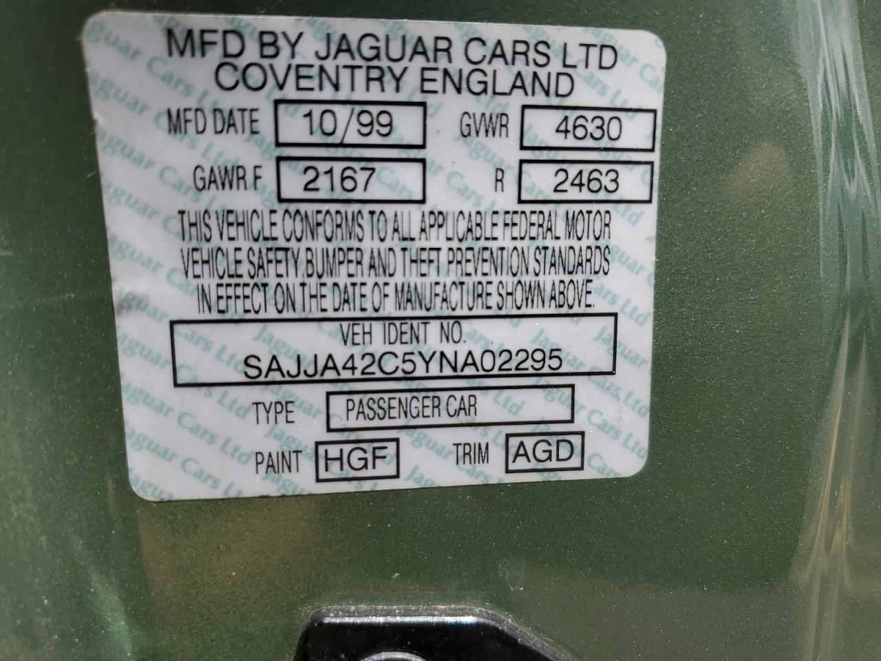 SAJJA42C5YNA02295 2000 Jaguar Xk8