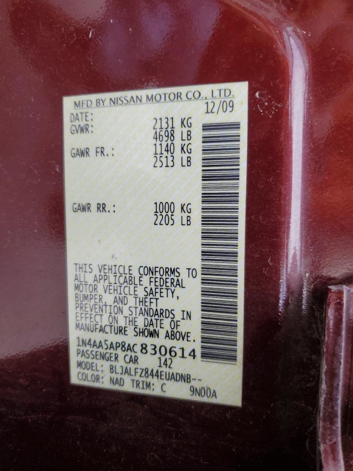 1N4AA5AP8AC830614 2010 Nissan Maxima S