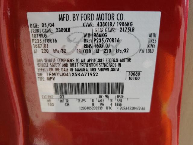 2005 Ford Escape Limited VIN: 1FMYU041X5KA71952 Lot: 61011804