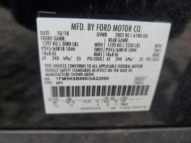 2019 Ford Explorer VIN: 1FM5K8B88KGA22500 Lot: 57637874