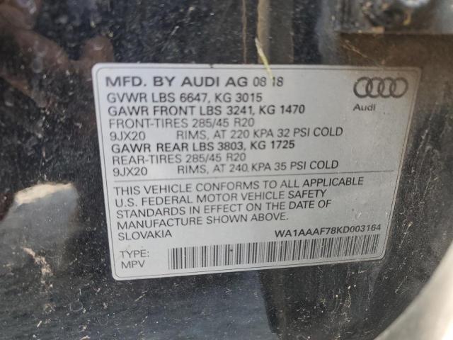 2019 Audi Q7 Premium VIN: WA1AAAF78KD003164 Lot: 57201104