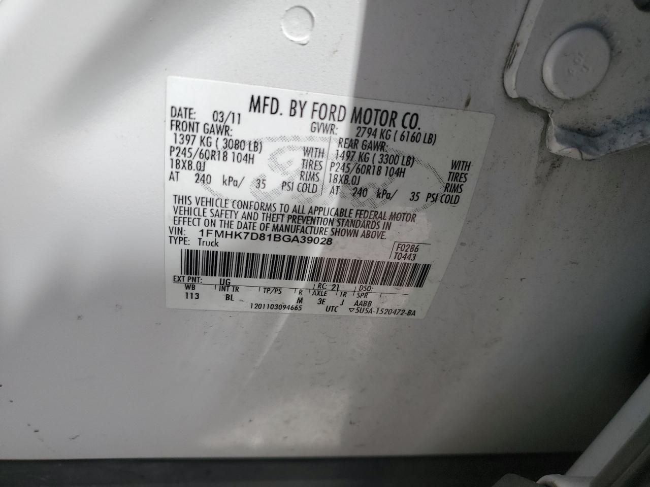 1FMHK7D81BGA39028 2011 Ford Explorer Xlt