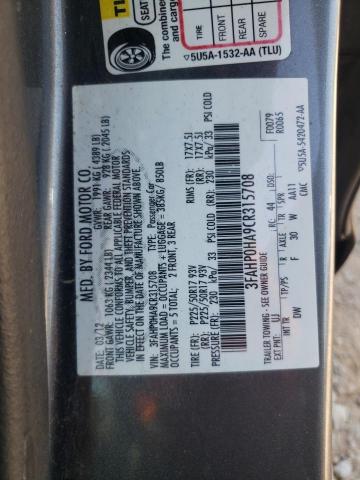 2012 Ford Fusion Se VIN: 3FAHP0HA9CR315708 Lot: 58899164