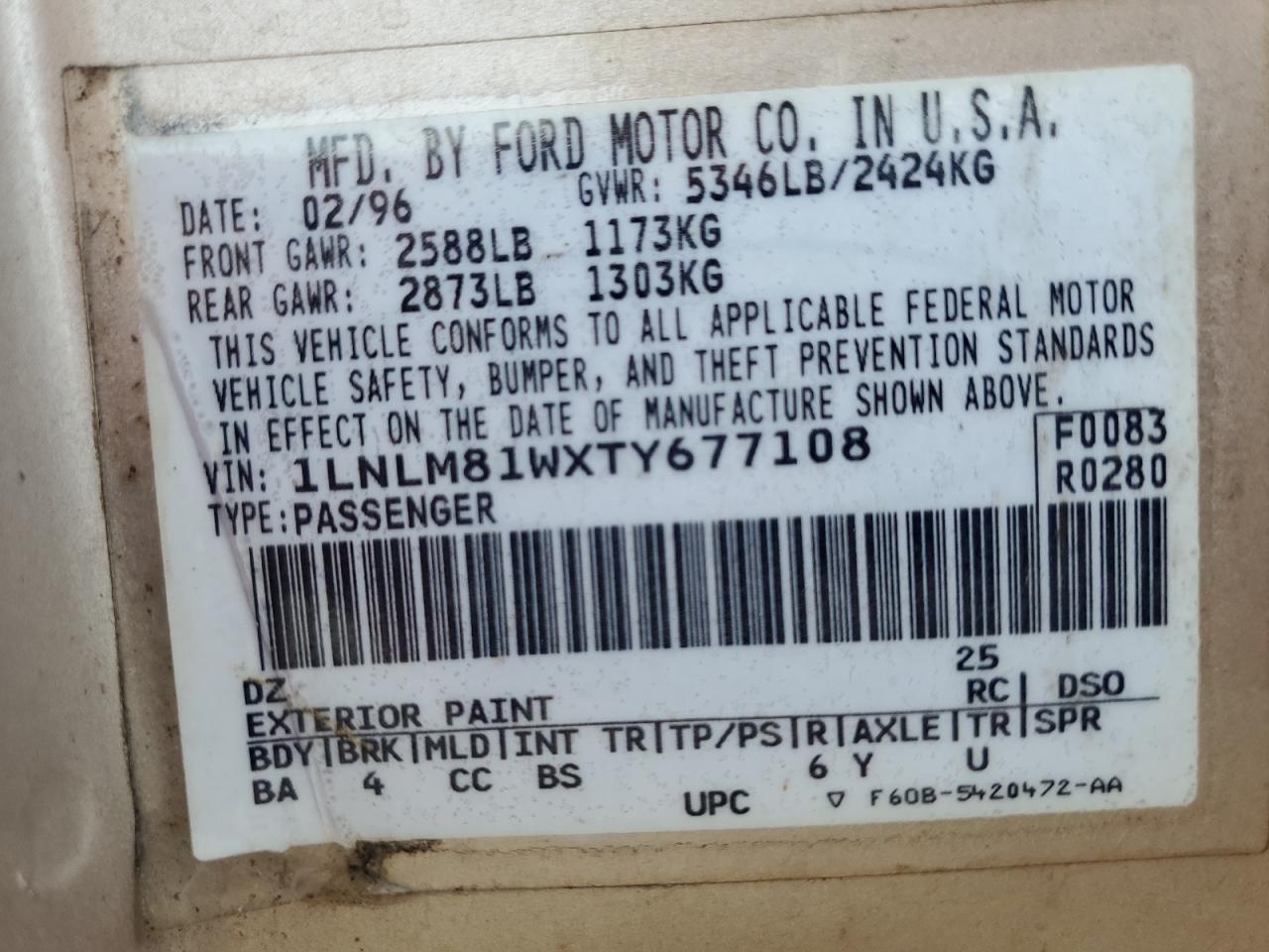 1LNLM81WXTY677108 1996 Lincoln Town Car Executive