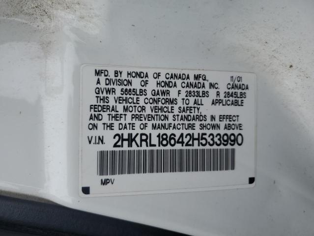 2002 Honda Odyssey Ex VIN: 2HKRL18642H533990 Lot: 57295094