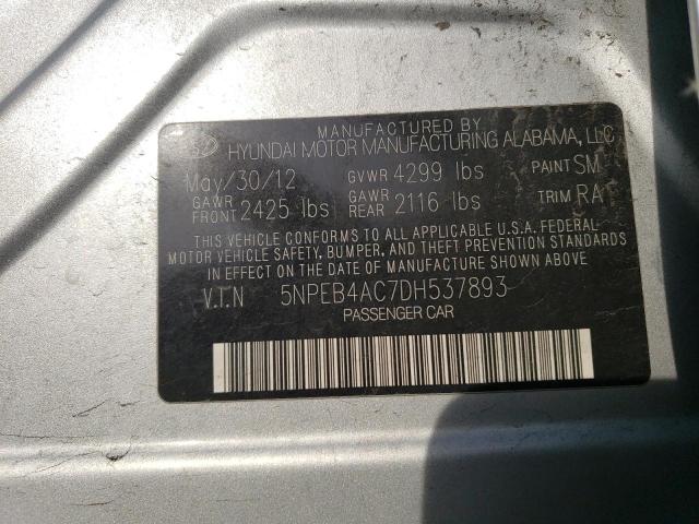 2013 Hyundai Sonata Gls VIN: 5NPEB4AC7DH537893 Lot: 57632064