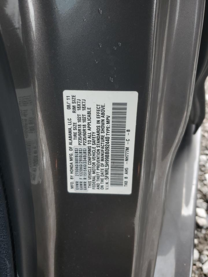 5FNRL5H99BB092440 2011 Honda Odyssey Touring