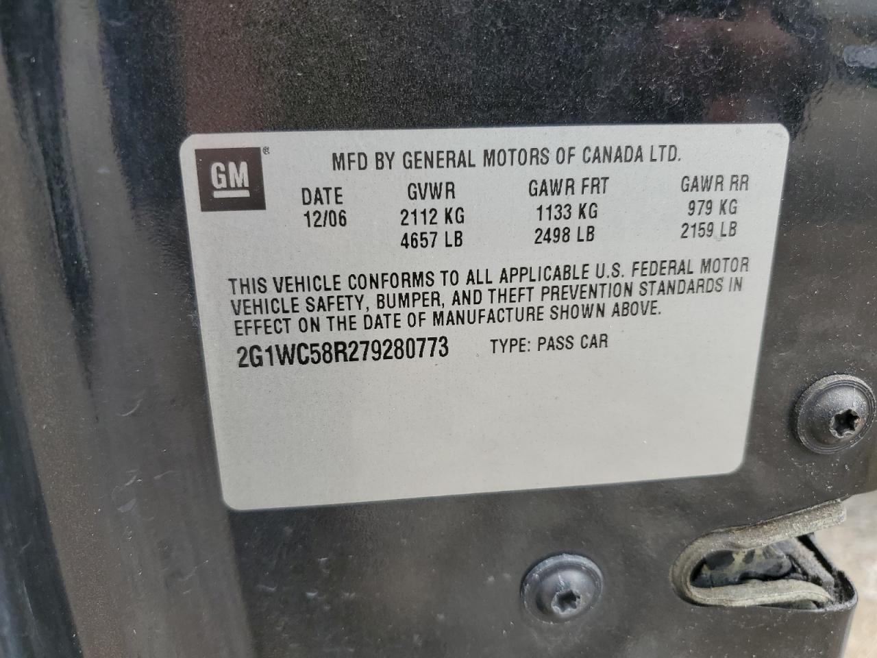 2G1WC58R279280773 2007 Chevrolet Impala Lt