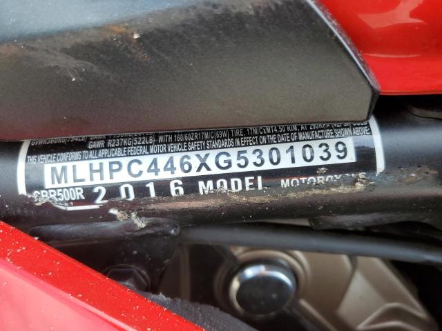 2016 HONDA CBR500 R MLHPC446XG5301039