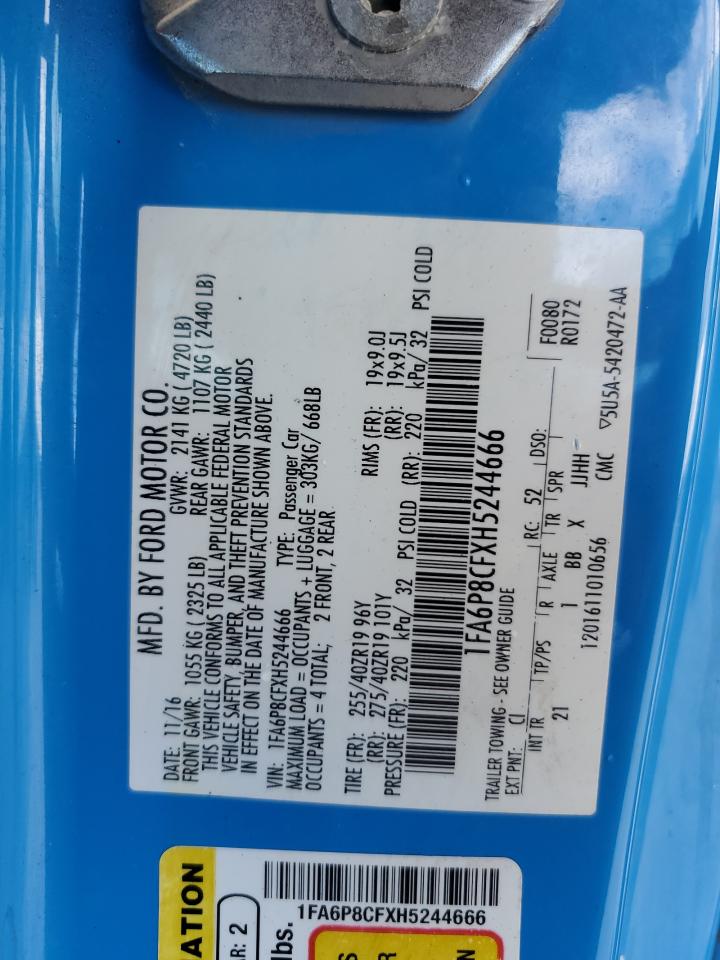 1FA6P8CFXH5244666 2017 Ford Mustang Gt