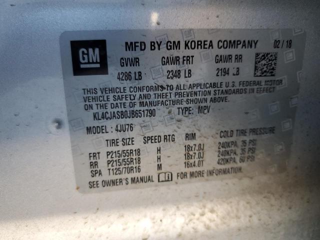 2018 Buick Encore Preferred VIN: KL4CJASB0JB651790 Lot: 58941104