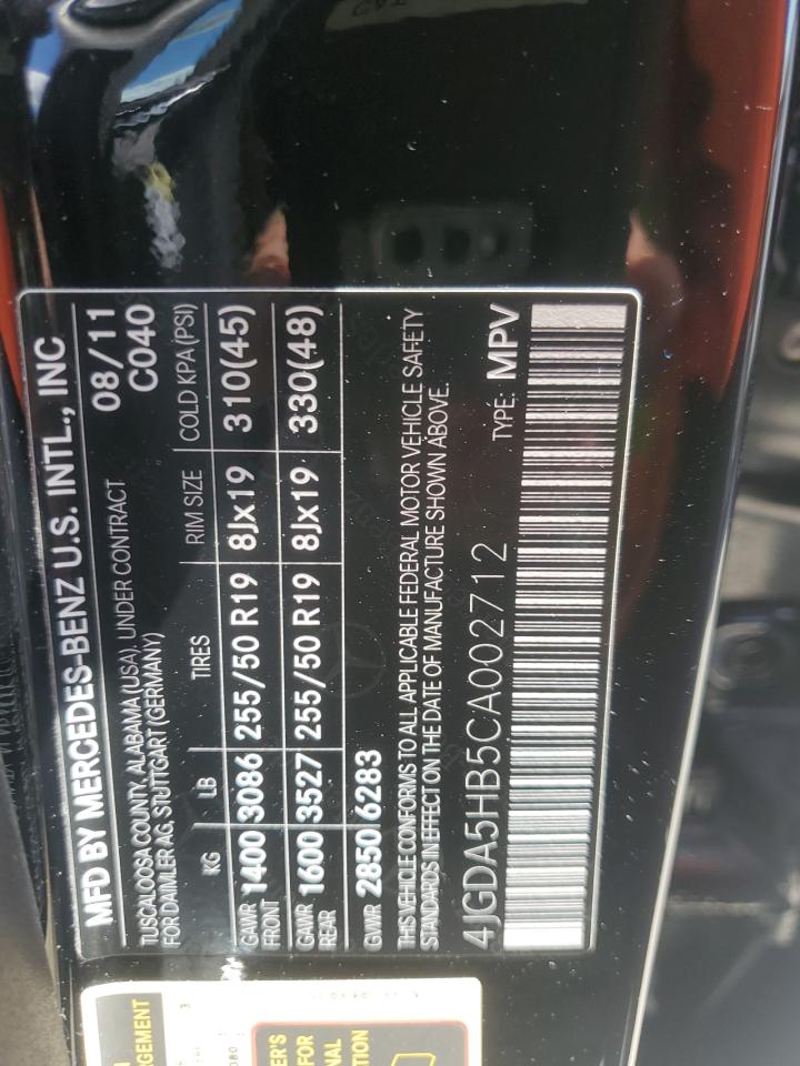 4JGDA5HB5CA002712 2012 Mercedes-Benz Ml 350 4Matic