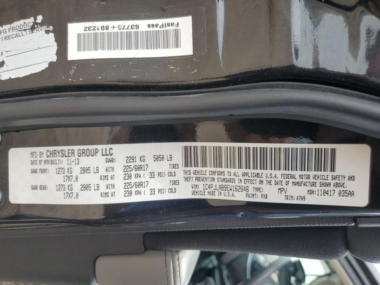 1C4PJLAB9EW162646 2014 Jeep Cherokee Sport