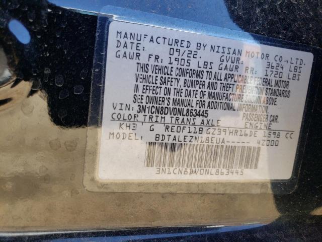 2022 Nissan Versa S VIN: 3N1CN8DV0NL863445 Lot: 57614894