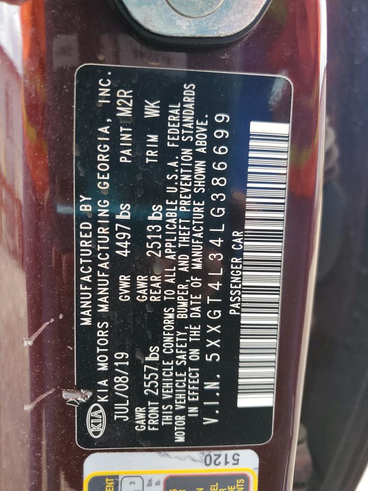 5XXGT4L34LG386699 2020 Kia Optima Lx