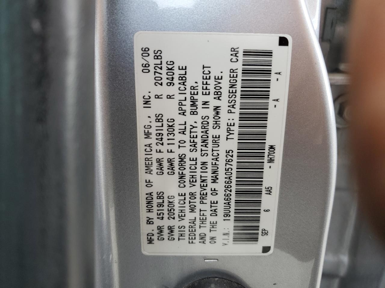 19UUA66266A057625 2006 Acura 3.2Tl