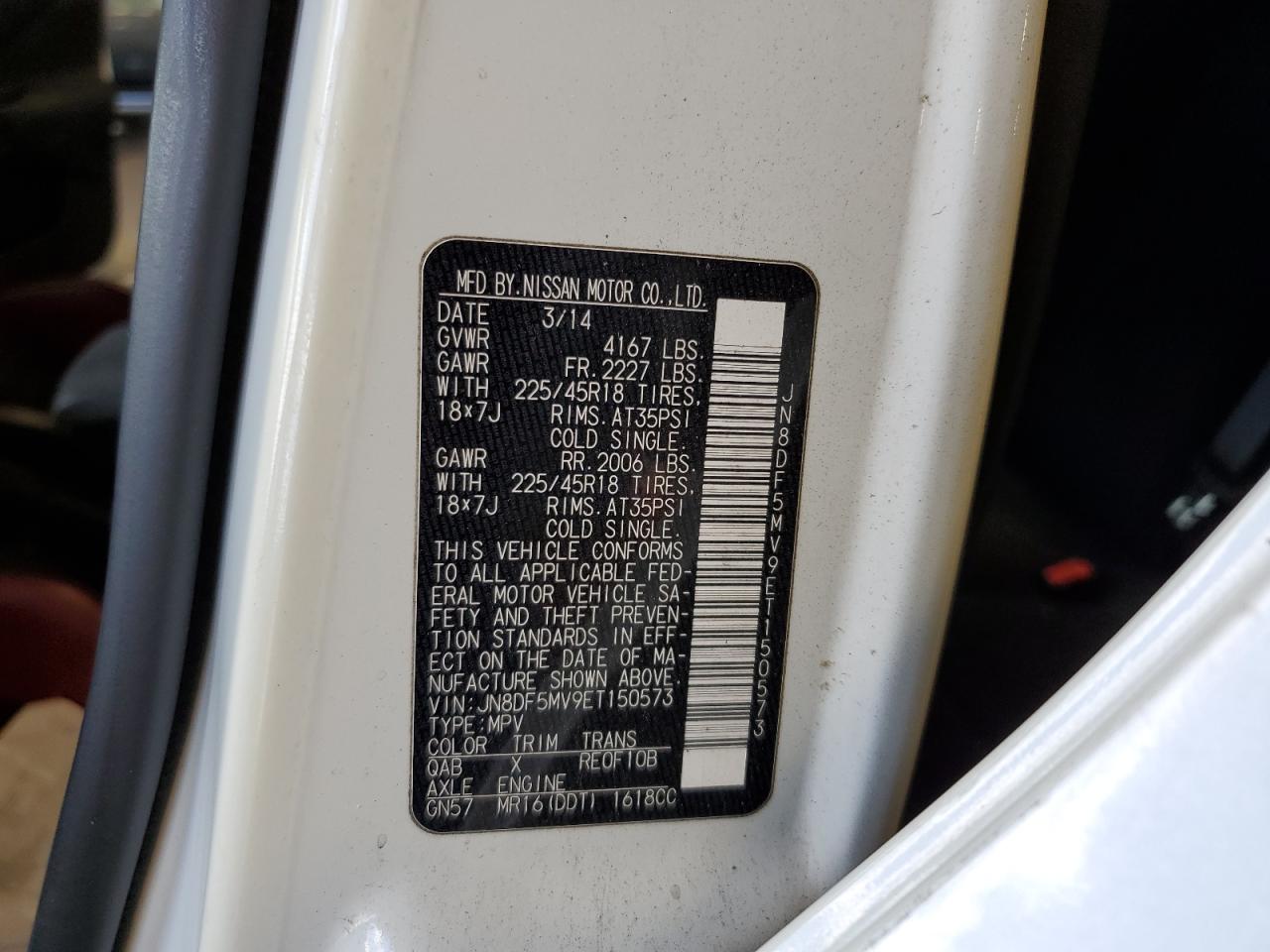 JN8DF5MV9ET150573 2014 Nissan Juke Nismo Rs