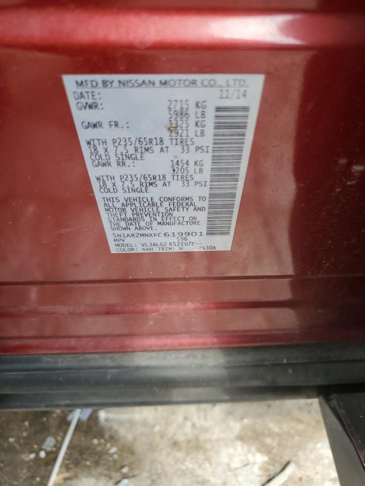 5N1AR2MNXFC619901 2015 Nissan Pathfinder S