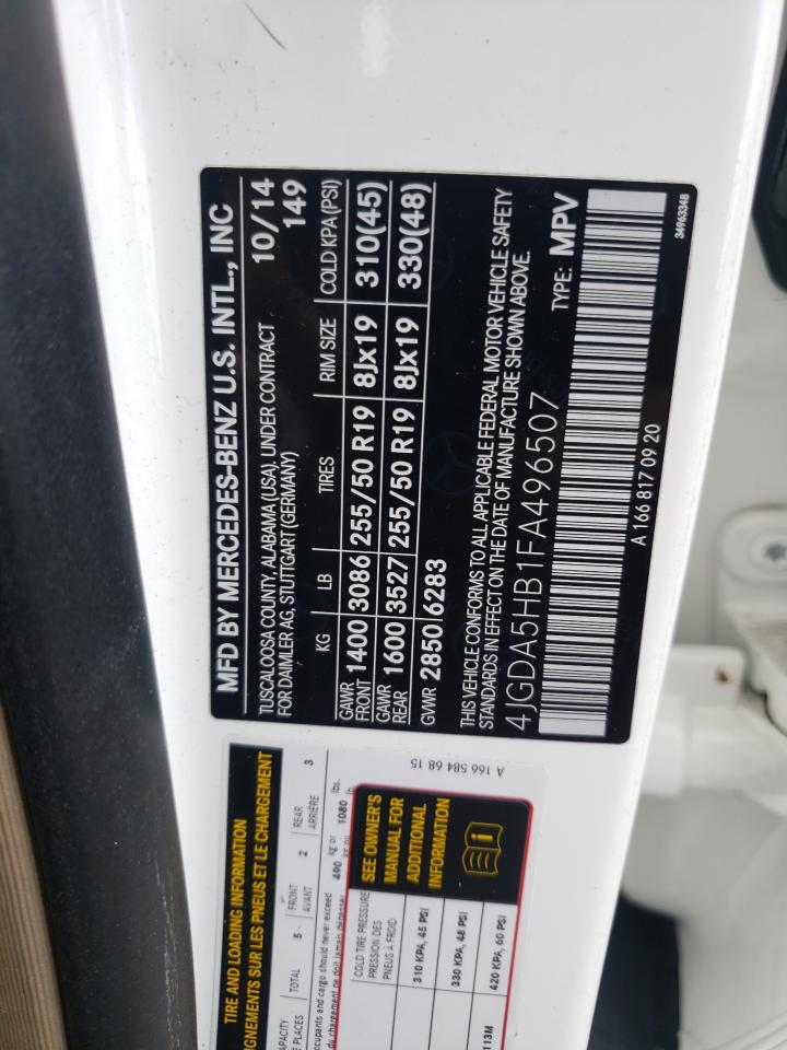 4JGDA5HB1FA496507 2015 Mercedes-Benz Ml 350 4Matic