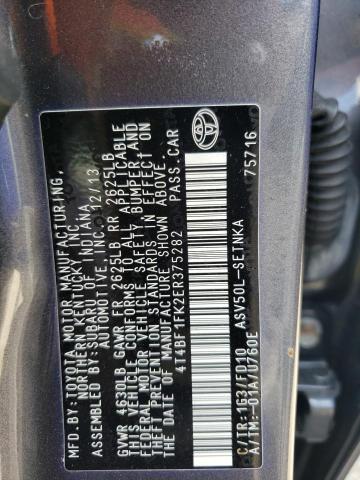 2014 Toyota Camry L VIN: 4T4BF1FK2ER375282 Lot: 60313944