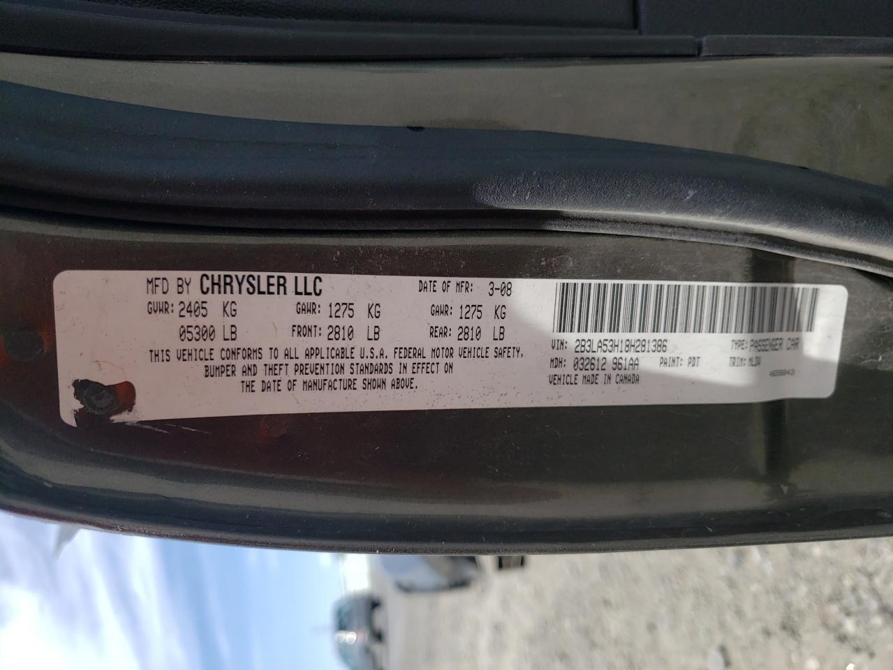 2B3LA53H18H281386 2008 Dodge Charger R/T