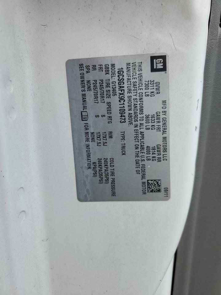 1GCSGAFX9C1109473 2012 Chevrolet Express G1500